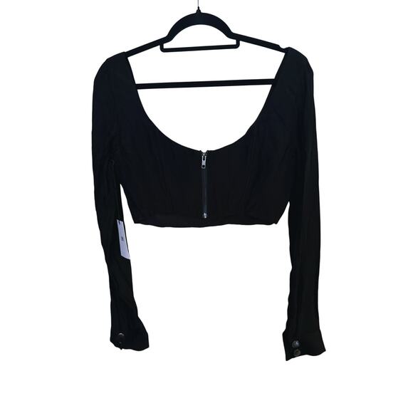 NWT LPA Whimsigoth Cropped Corset Top Medium Black Y2K Vamp Dark Fairy Punk Emo - Picture 2 of 6